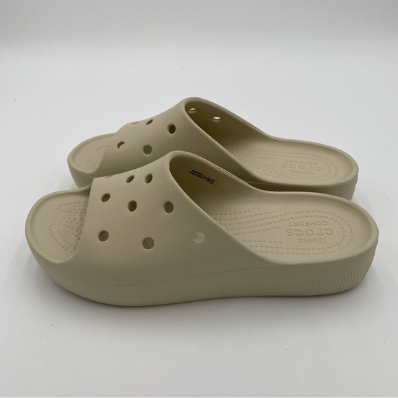Crocs Iconic Comfort Classic Platform Slip On Open Toe Sandals Slides Size 10 - Picture 5 of 9
